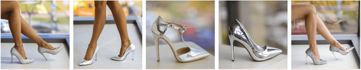 Pantofi dama stiletto argintii