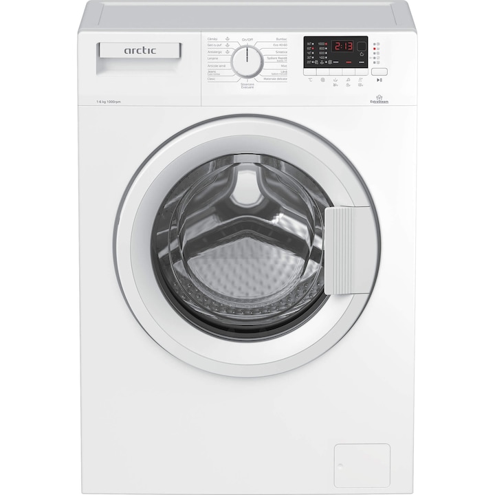 Masina de spalat rufe Slim Arctic APL61025XLW0, 6 Kg, 1000 RPM, Clasa E, ExtraSteam, AquaSurf, Alb reducere