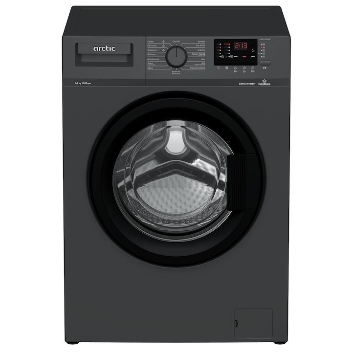 Masina de spalat rufe Arctic APL81223XLAB, 8 kg, 1200 RPM, Clasa C, Motor Silent Inverter, ExtraSteam, Eco Heater, Aqua surf, Negru reducere