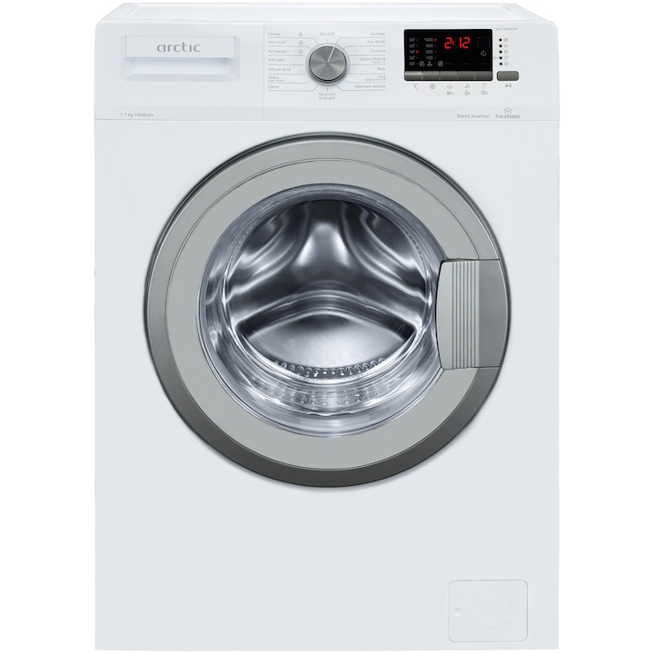 Masina de spalat rufe Arctic APL71024XLW3, 7 kg, 1000 rpm, Clasa D, Motor Silent Inverter, Antialergic +, Eco Dose, ExtraSteam, Alb reducere