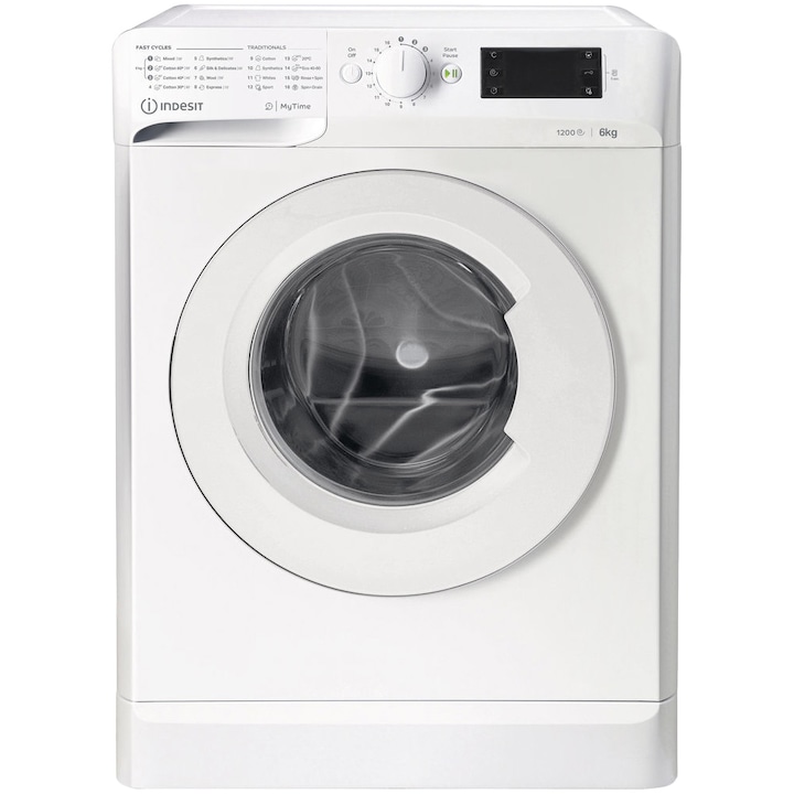 Masina de spalat rufe Slim Indesit MTWSE61252WEE, 6kg, 1200 RPM, Clasa F, MyTime, Fast Cycles, Alb reducere