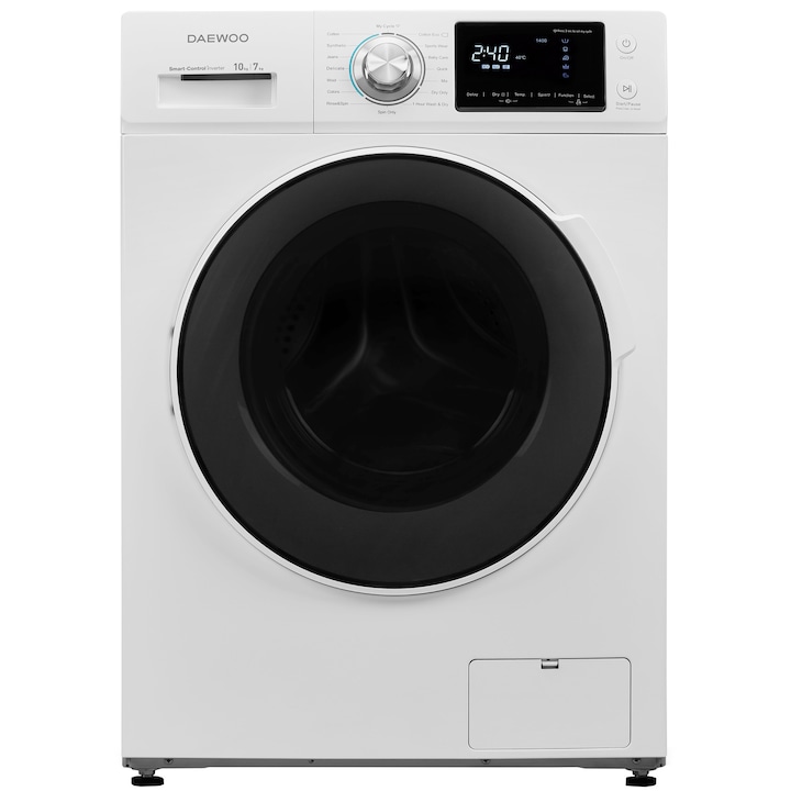 Masina de spalat rufe cu uscator Daewoo DWC-10M1411, Spalare 10 kg, Uscare 7 kg, 1400 RPM, Clasa C, Alb reducere