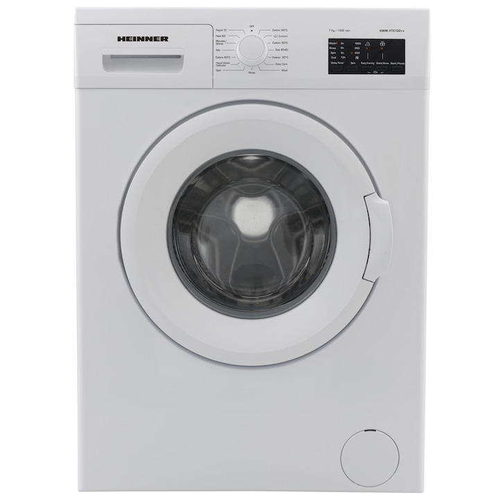 Masina de spalat Heinner HWM-V7010D++, 7 kg, 1000 RPM, Clasa D, Display LED, 60 cm, Alb reducere