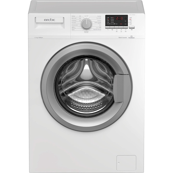 Masina de spalat rufe Arctic APL71224XLW3, 7 kg, 1200 RPM, Clasa D, Display LED, ExtraSteam, Silent Inverter Motor, Add-In, Alb reducere