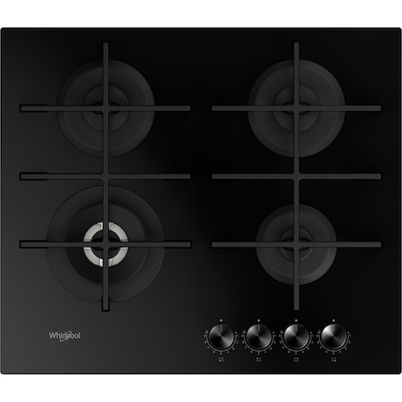 Plita incorporabila Whirlpool GOWL628NBEE, Gaz, 4 arzatoare, Gratare fonta, MultiStep, 60 cm, Negru reducere plita incorporabila Whirlpool GOWL628NBEE pe gaz cu 4 arzatoare reducere Emag